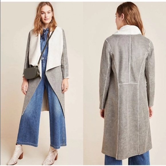 Anthropologie Amadi Camilla Faux Suede Longline Open Jacket Western Boho Small - Picture 1 of 10